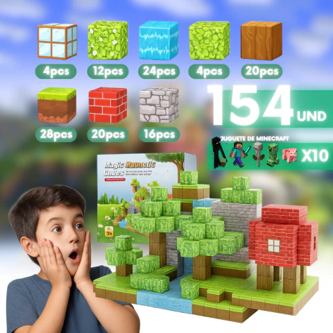 BLOQUES MAGNETICOS VERSION (ALDEA) MINECRAFT BIENESTARACTIVO®