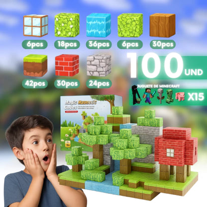 BLOQUES MAGNETICOS VERSION (ALDEA) MINECRAFT BIENESTARACTIVO®