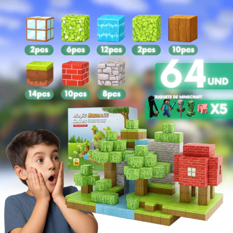BLOQUES MAGNETICOS VERSION (ALDEA) MINECRAFT BIENESTARACTIVO®