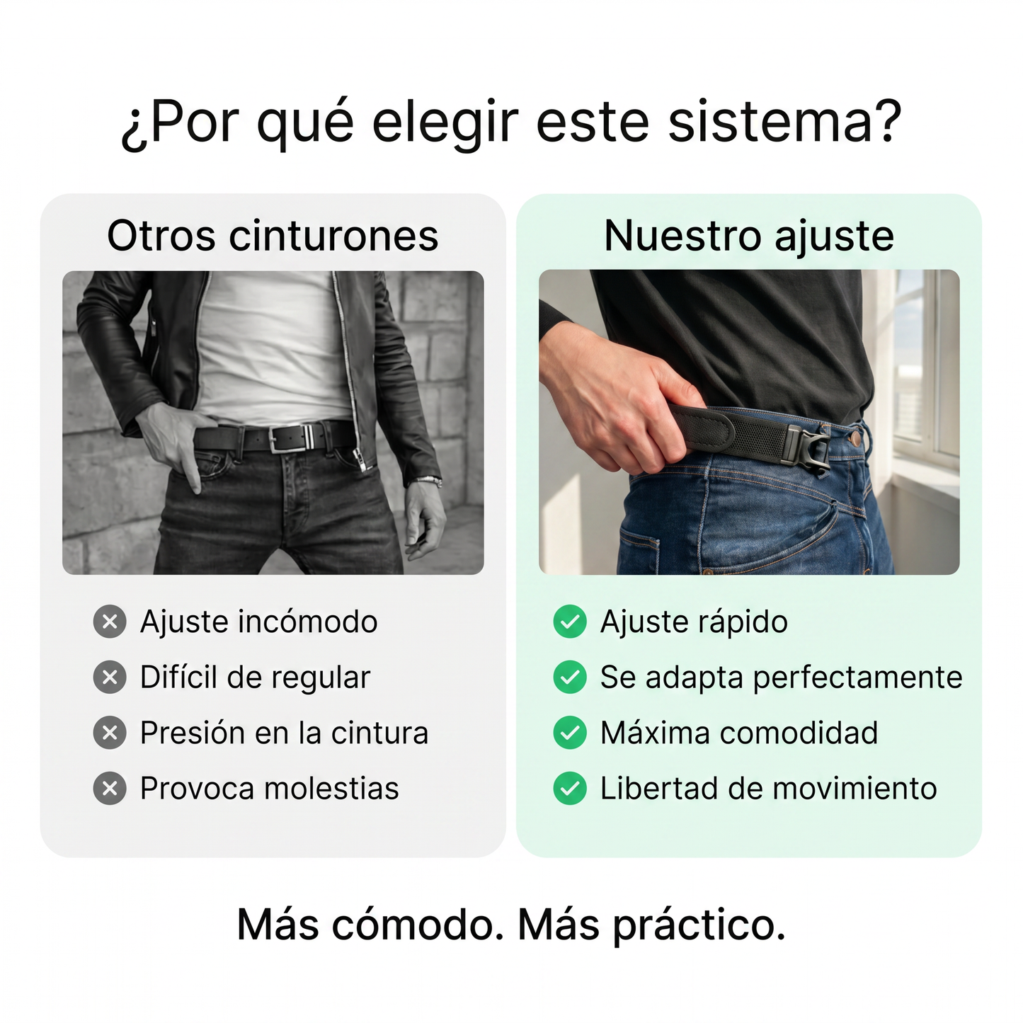 Cinturón sin hebilla – comodidad sin presión
