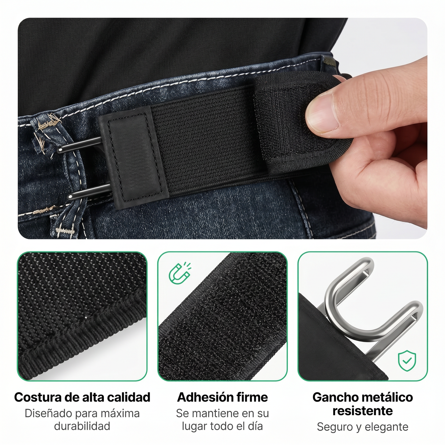 Cinturón sin hebilla – comodidad sin presión
